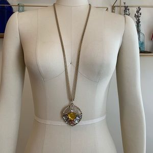 Jessica Simpson Rhinestone medallion long necklace